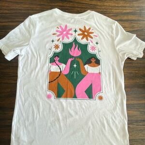 Old Navy White and Pink Short Sleeve Tee